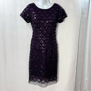 Studio One ladies deep Purple Sequin Midi Dress size 8P